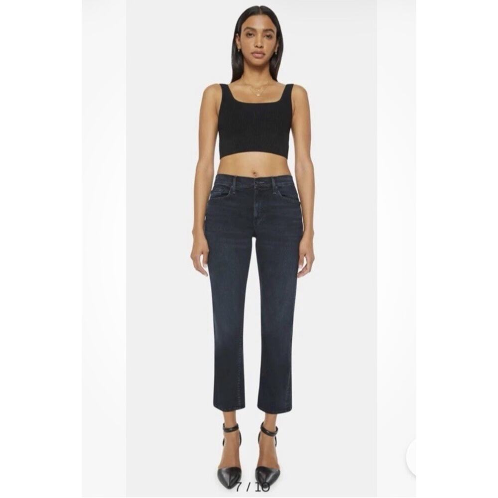 MOTHER Women Size 24 The Mid Rise Rider Ankle Jeans Night In Paris Very Dark
